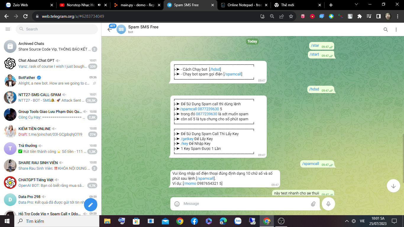  Source Bot Telegram Spam Sms - Hùng Huy